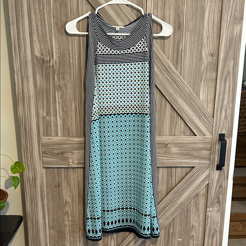 Max Studio Navy and White Geometric Dress